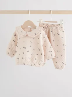 Ecru - Baby doorgestikte Sweatshirt en Broeken Set 2 Pieces (0mnd -2jr)