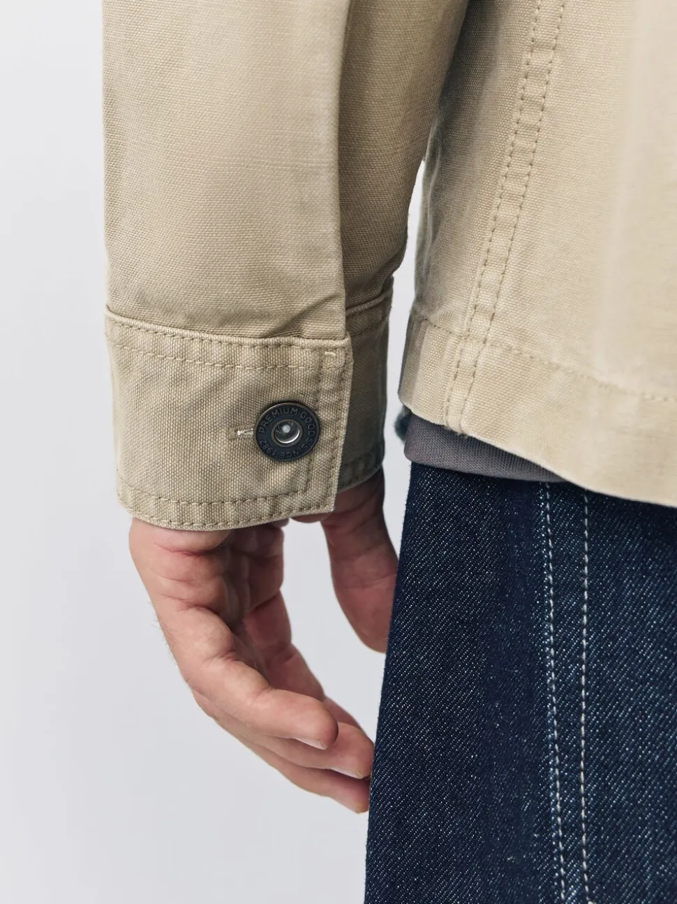 Ecru - Corduroy canvas shacket overshirt met kraag