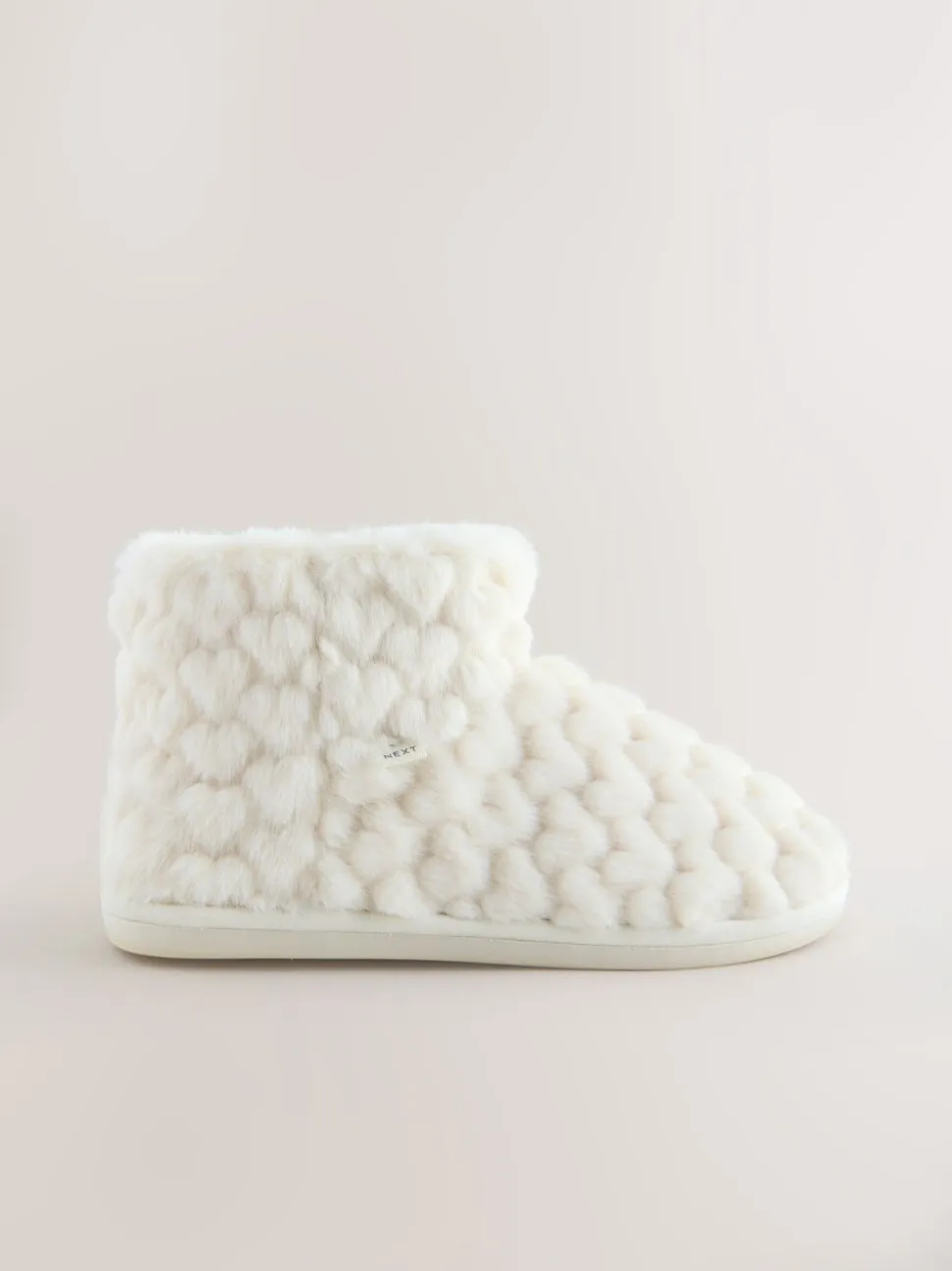 Ecru - Faux Fur Heart Slipper Boots