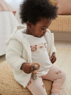 Ecru - Fleece babyjack met capuchon (0mnd-2jr)