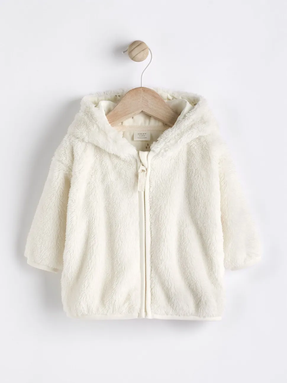 Ecru - Fleece babyjack met capuchon (0mnd-2jr)