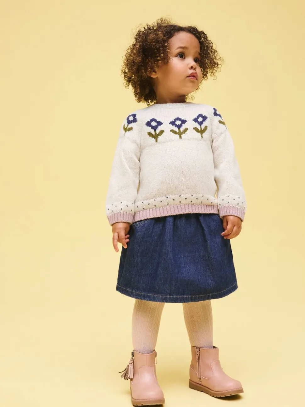 Ecru - Flower Knitted Jumper (3mths-7yrs)