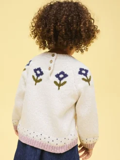 Ecru - Flower Knitted Jumper (3mths-7yrs)