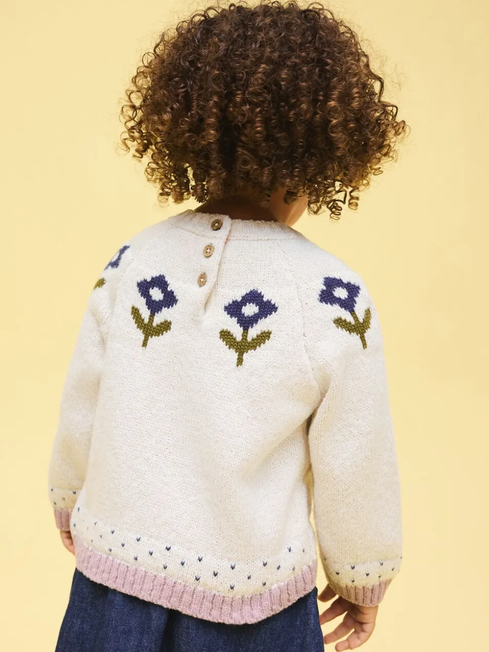 Ecru - Flower Knitted Jumper (3mths-7yrs)