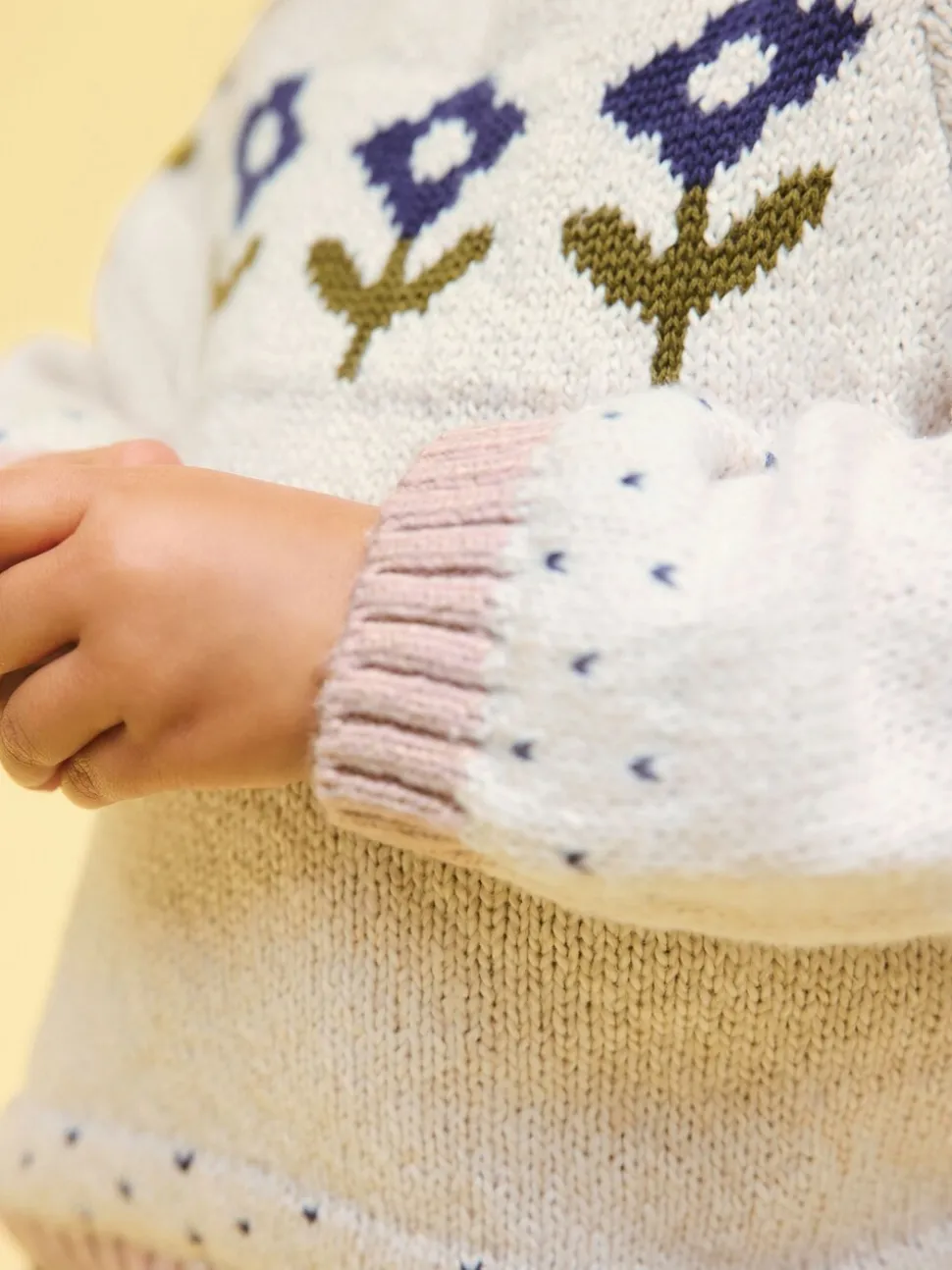 Ecru - Flower Knitted Jumper (3mths-7yrs)
