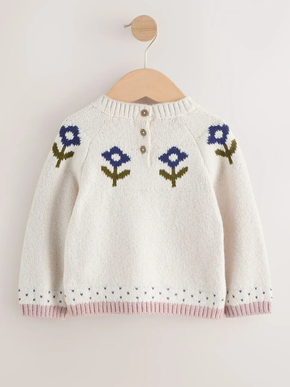Ecru - Flower Knitted Jumper (3mths-7yrs)