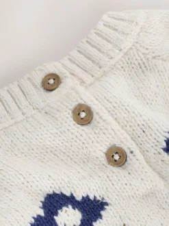 Ecru - Flower Knitted Jumper (3mths-7yrs)