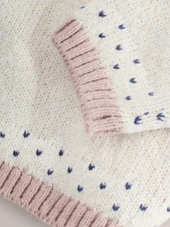 Ecru - Flower Knitted Jumper (3mths-7yrs)