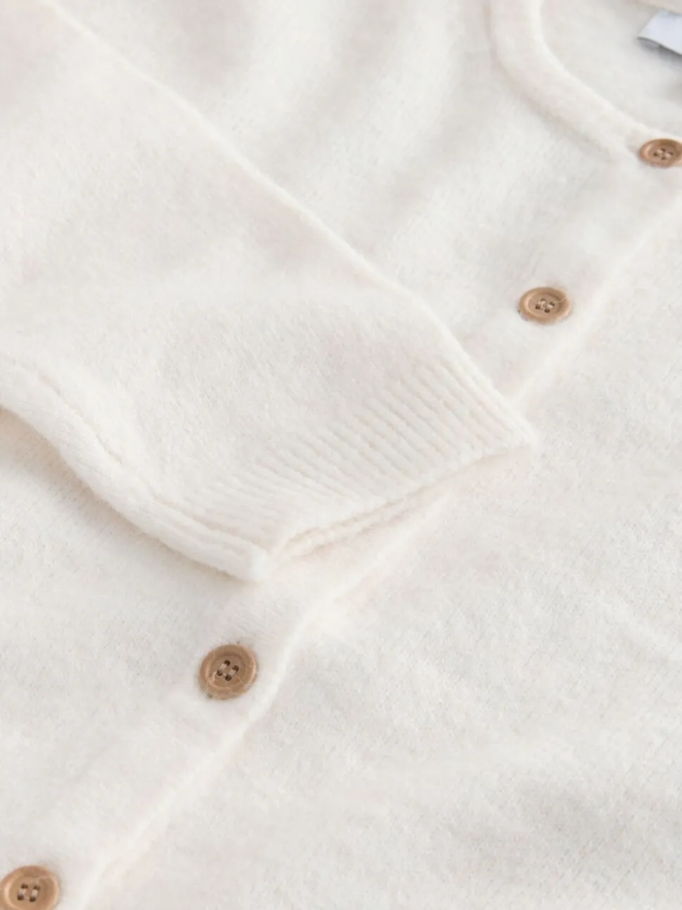 Ecru - Gebreid vest met ronde hals