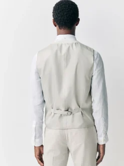 Ecru - Gilet van linnenmix met textuur