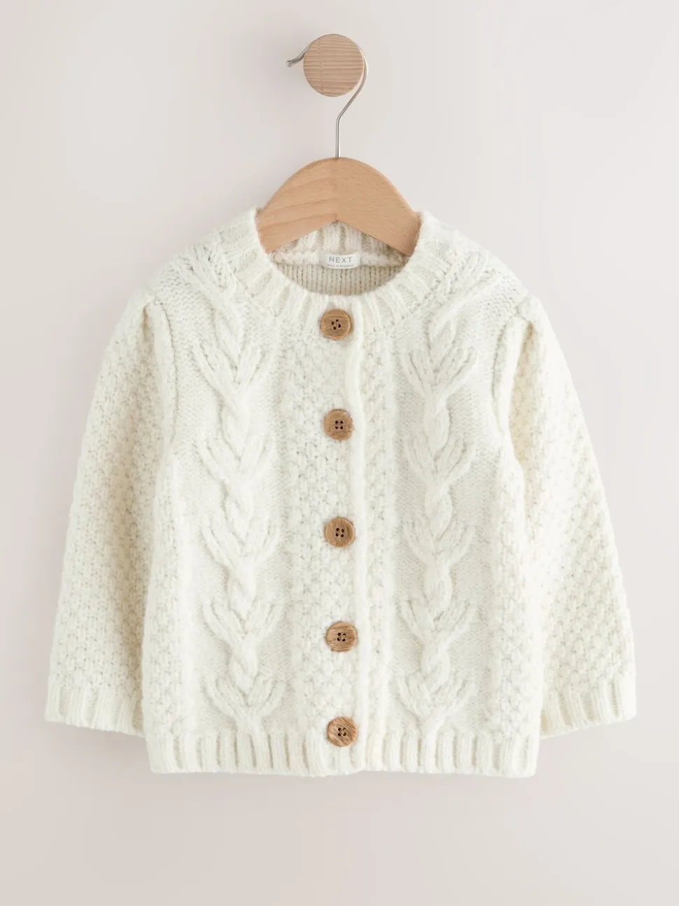 Ecru - Grofgebreid gebobbeld vest (3 mnd-10 jr)