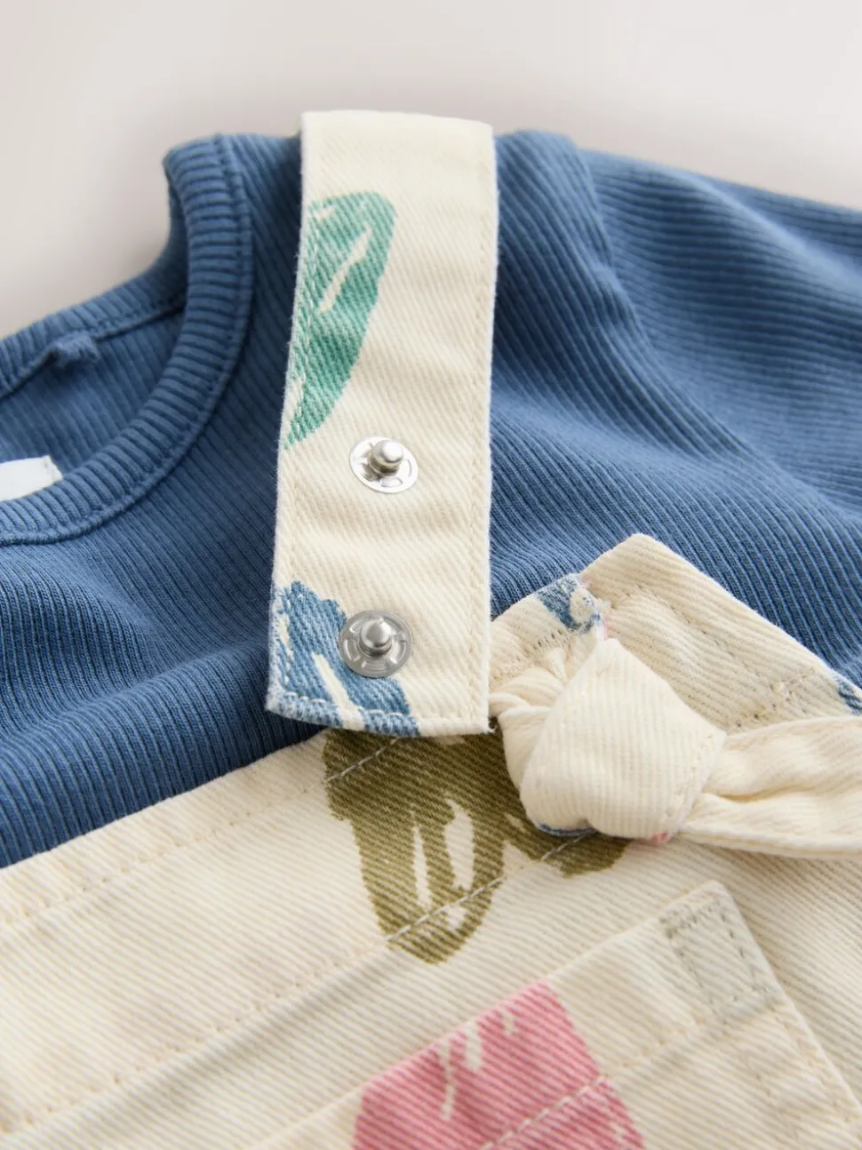 Ecru - Heart Print Dungarees and T-Shirt Set (3mths-7yrs)