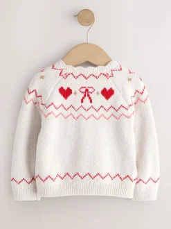 Ecru - Heart Yoke Cardigan (3mths-7yrs)