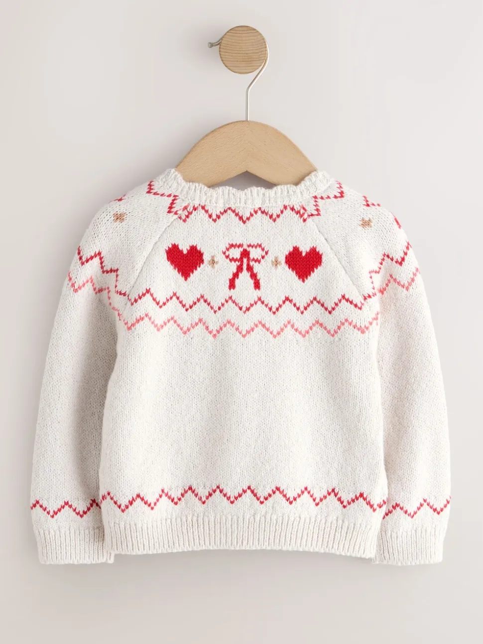 Ecru - Heart Yoke Cardigan (3mths-7yrs)