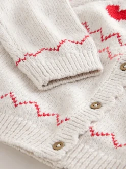 Ecru - Heart Yoke Cardigan (3mths-7yrs)