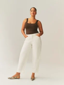 Ecru - Hourglass Wide Leg Barrel Denim Jeans