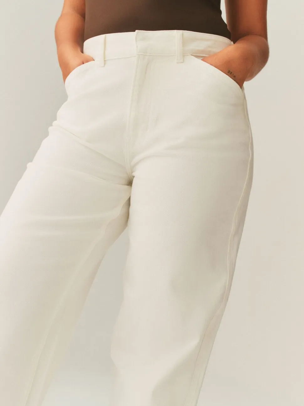 Ecru - Hourglass Wide Leg Barrel Denim Jeans
