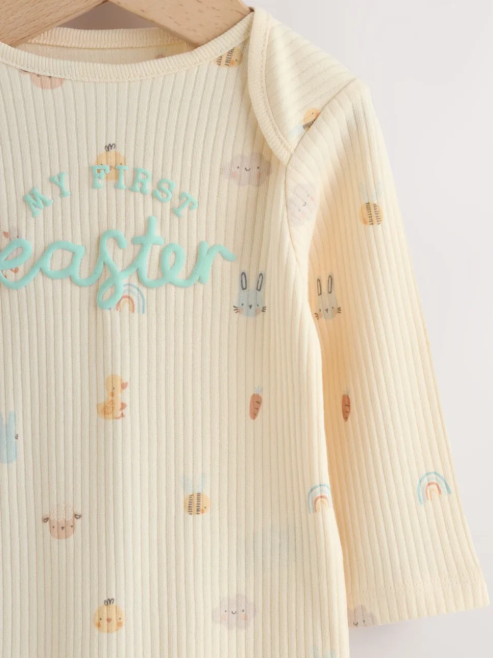 Ecru - My First Easter Long Sleeve Baby Bodysuit