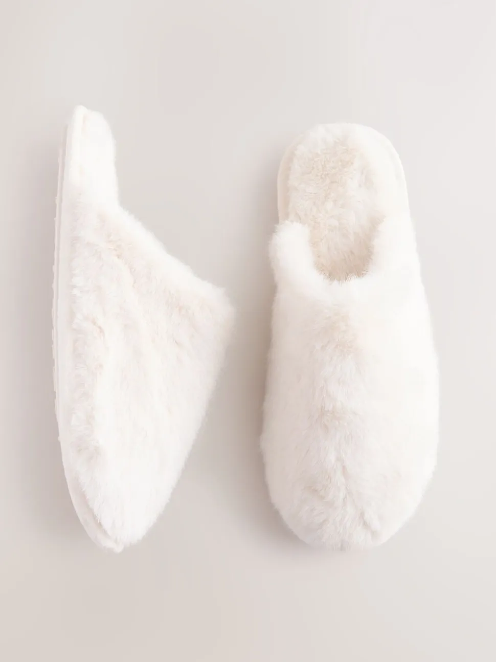 Ecru - Pantoffels met imitatiebont