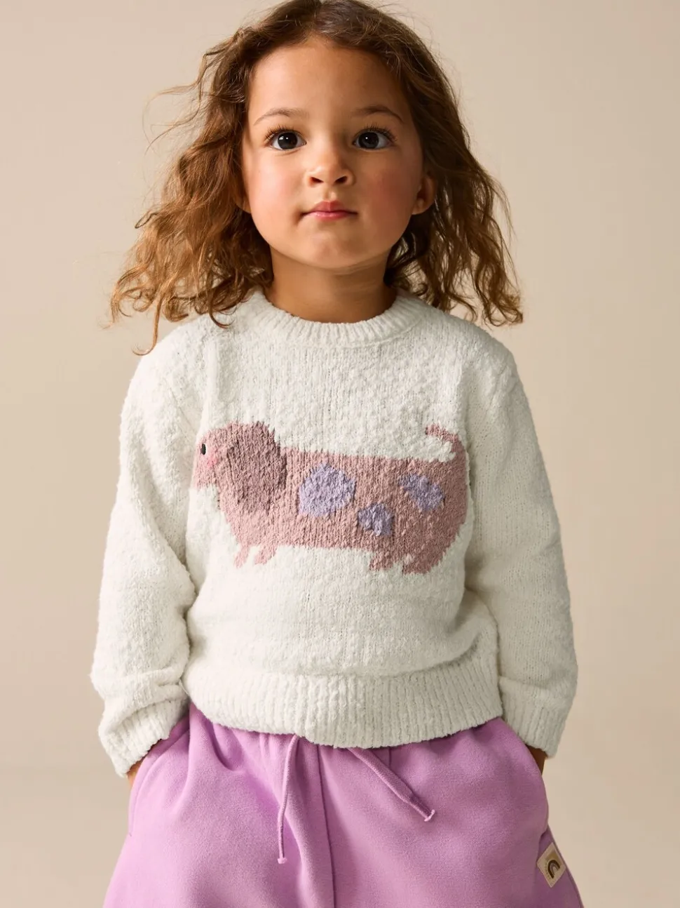 Ecru - Sausage Dog Jumper (3mths-7yrs)