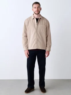 Ecru - Single pocket Corduroy Shacket Overshirt