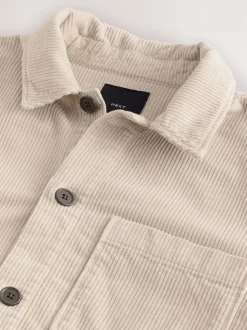 Ecru - Single pocket Corduroy Shacket Overshirt