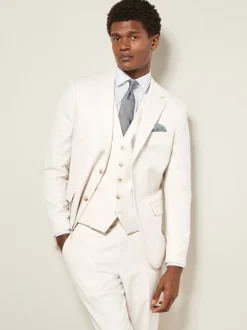 Ecru - Slim Fit - Kostuum met textuur: colbert