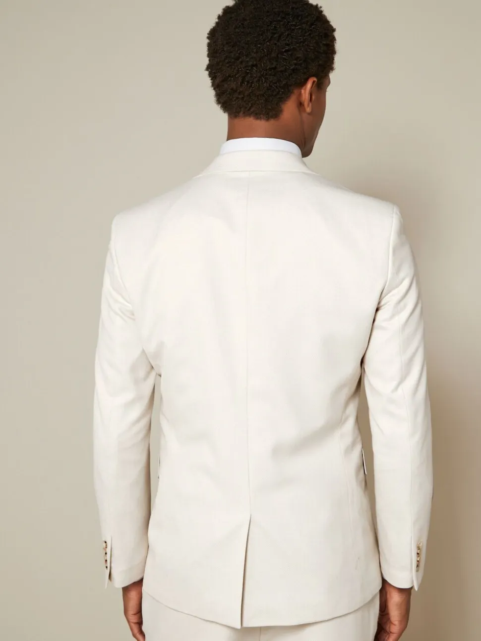Ecru - Slim Fit - Kostuum met textuur: colbert