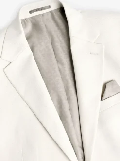 Ecru - Slim Fit - Kostuum met textuur: colbert