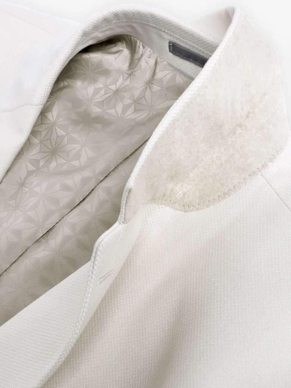 Ecru - Slim Fit - Kostuum met textuur: colbert
