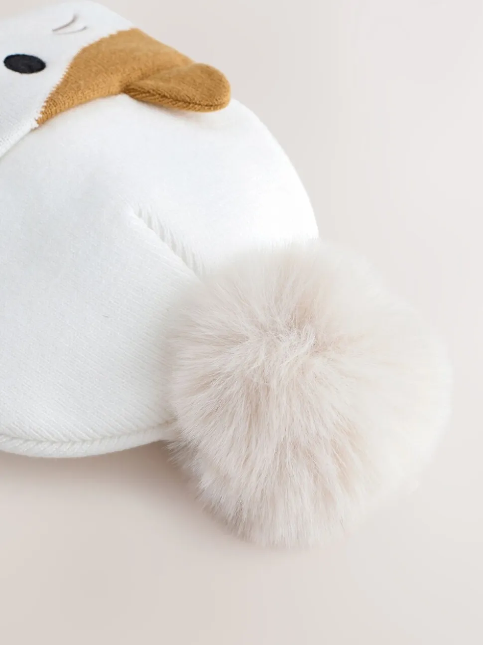 Ecru - Squishmallow Cat 3D Pom Beanie Hat (5-13yrs)