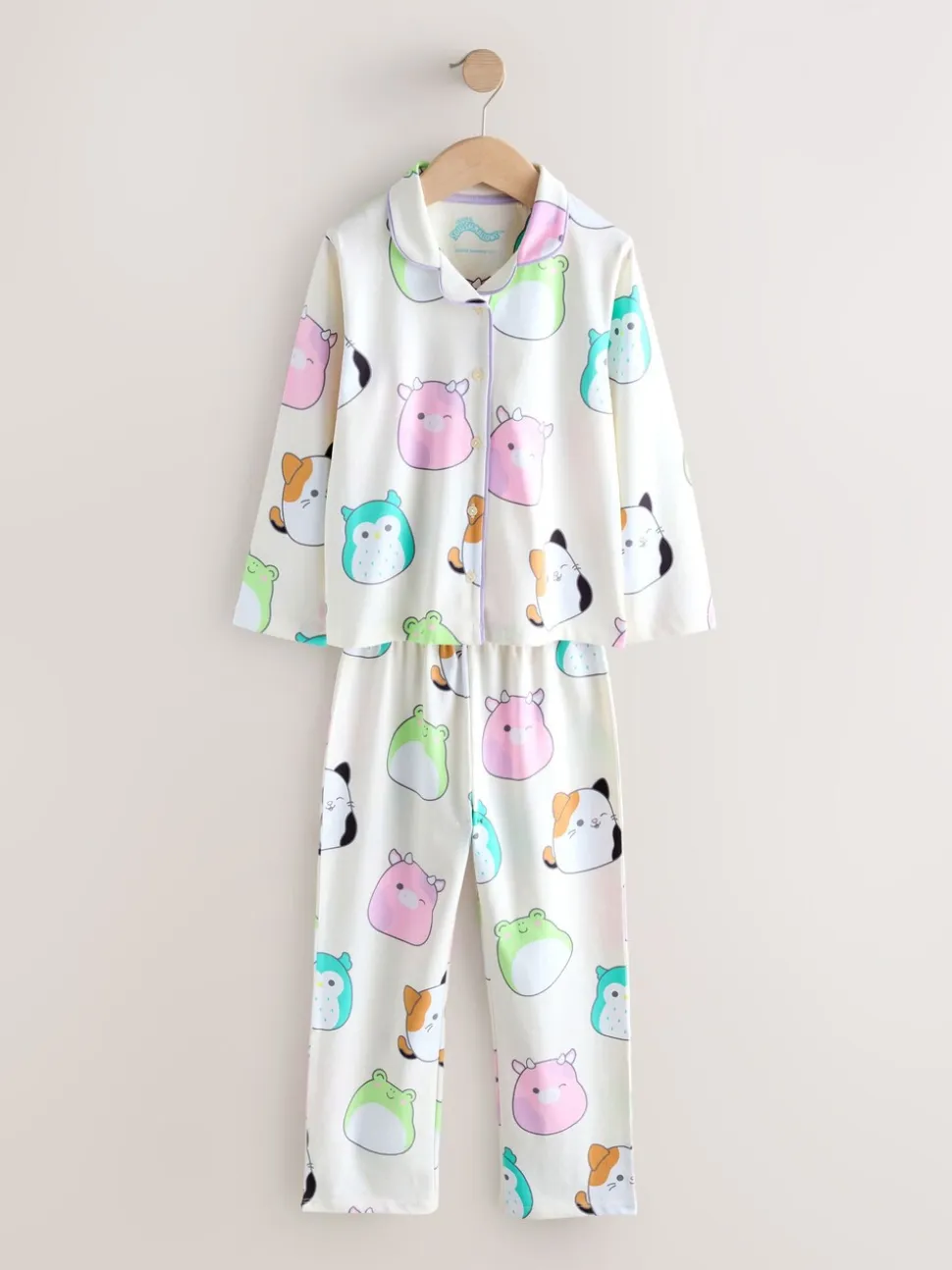 Ecru - Squishmallow-pyjama met knoopsluiting (5-14jr)