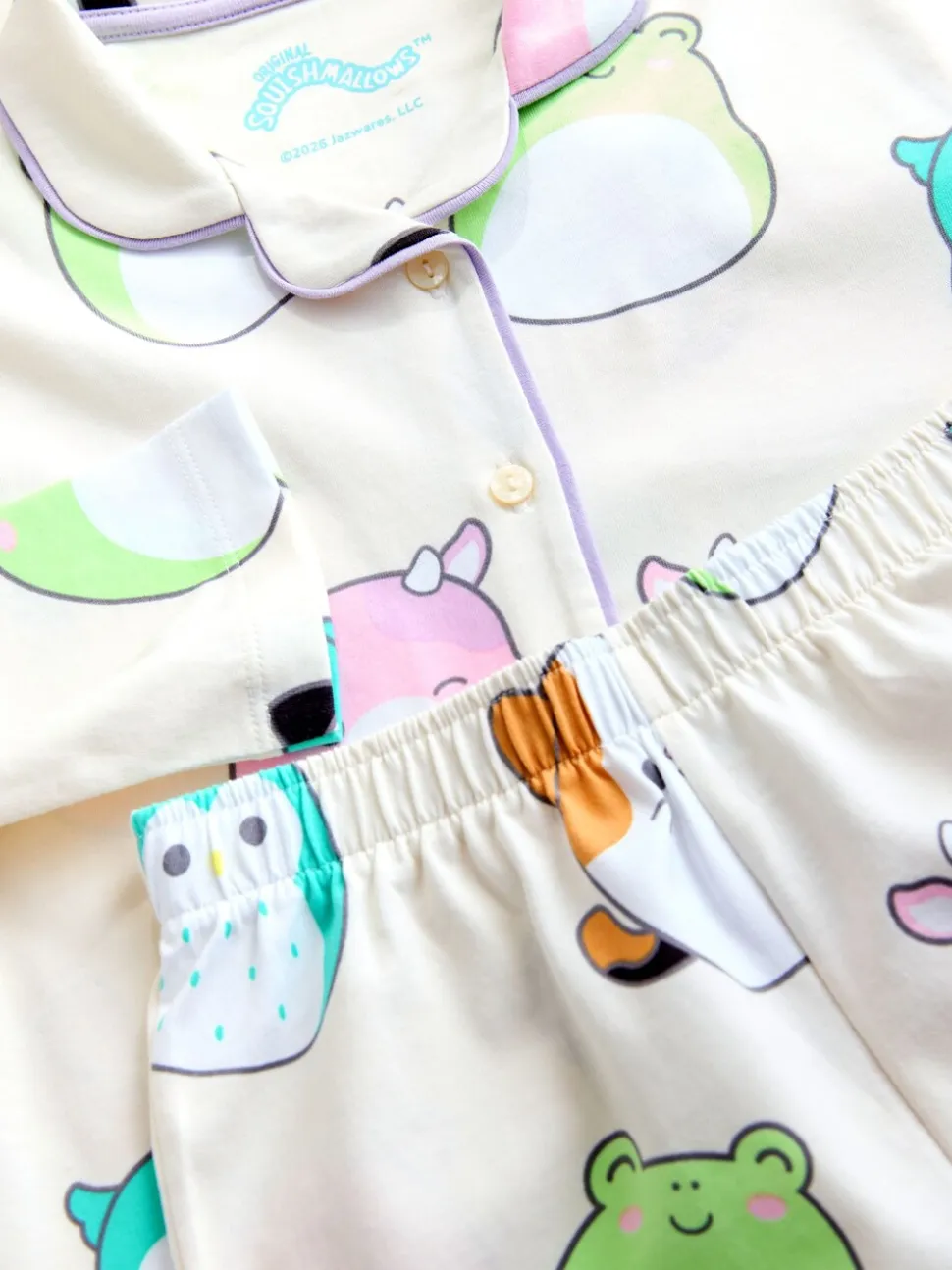 Ecru - Squishmallow-pyjama met knoopsluiting (5-14jr)