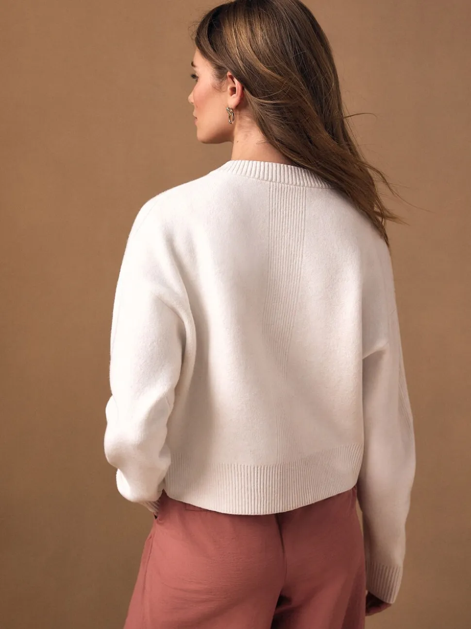 Ecru - Supersoft Tie Front Knitted Cardigan