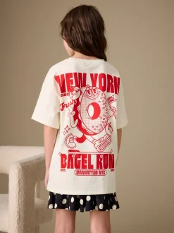 Ecru Bagel - Oversized T-shirt met grafische print (3-16jr)