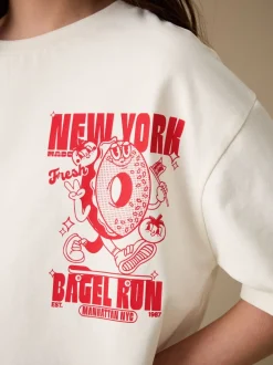 Ecru Bagel - Oversized T-shirt met grafische print (3-16jr)