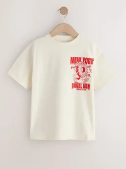 Ecru Bagel - Oversized T-shirt met grafische print (3-16jr)