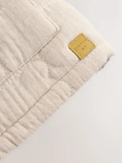 Ecru berenprint - Doorgestikt babyjack met rits
