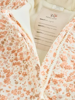 Ecru bloemenprint - Baby kinderwagenpak met kreukeltextuur en capuchon (0mnd -2jr)