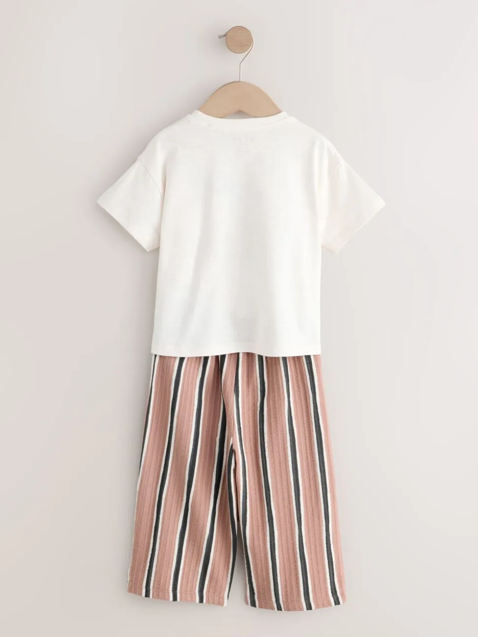 Ecru/ Brown Cherry - Short Sleeve Top and Barrel Trousers Set (3mths-7yrs)