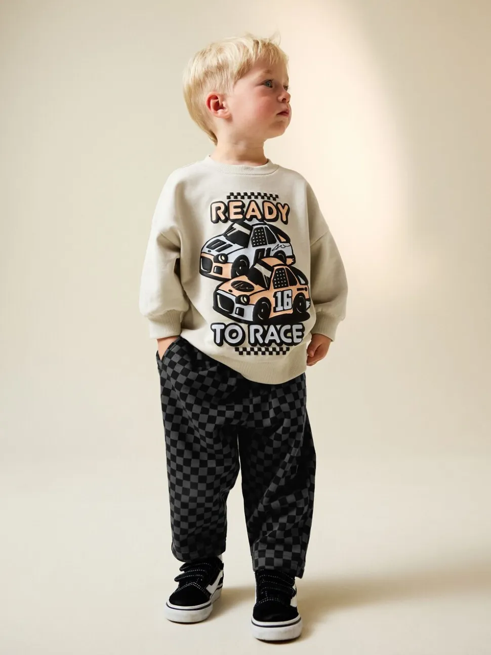 Ecru Car - Crew Neck Sweatshirt and Jogger Set (3mths-7yrs) (3mths-7yrs)