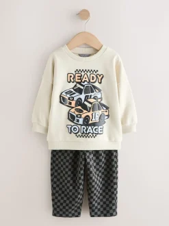 Ecru Car - Crew Neck Sweatshirt and Jogger Set (3mths-7yrs) (3mths-7yrs)
