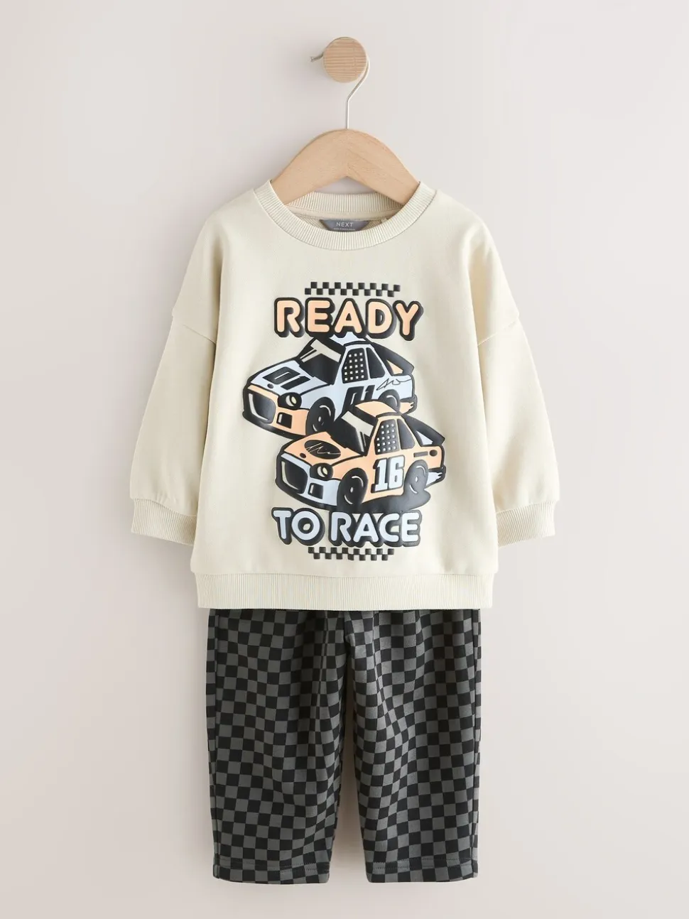 Ecru Car - Crew Neck Sweatshirt and Jogger Set (3mths-7yrs) (3mths-7yrs)