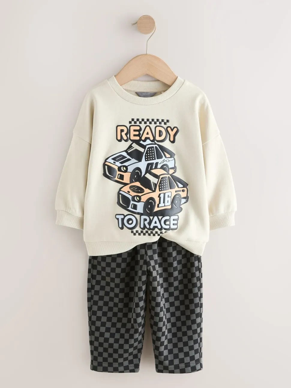 Ecru Car - Crew Neck Sweatshirt and Jogger Set (3mths-7yrs) (3mths-7yrs)