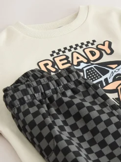 Ecru Car - Crew Neck Sweatshirt and Jogger Set (3mths-7yrs) (3mths-7yrs)