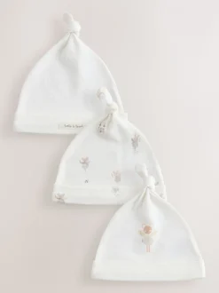Ecru Fairy Mouse - 3 Pack Baby Mutsen met Strik Top (0mnd-2jr)