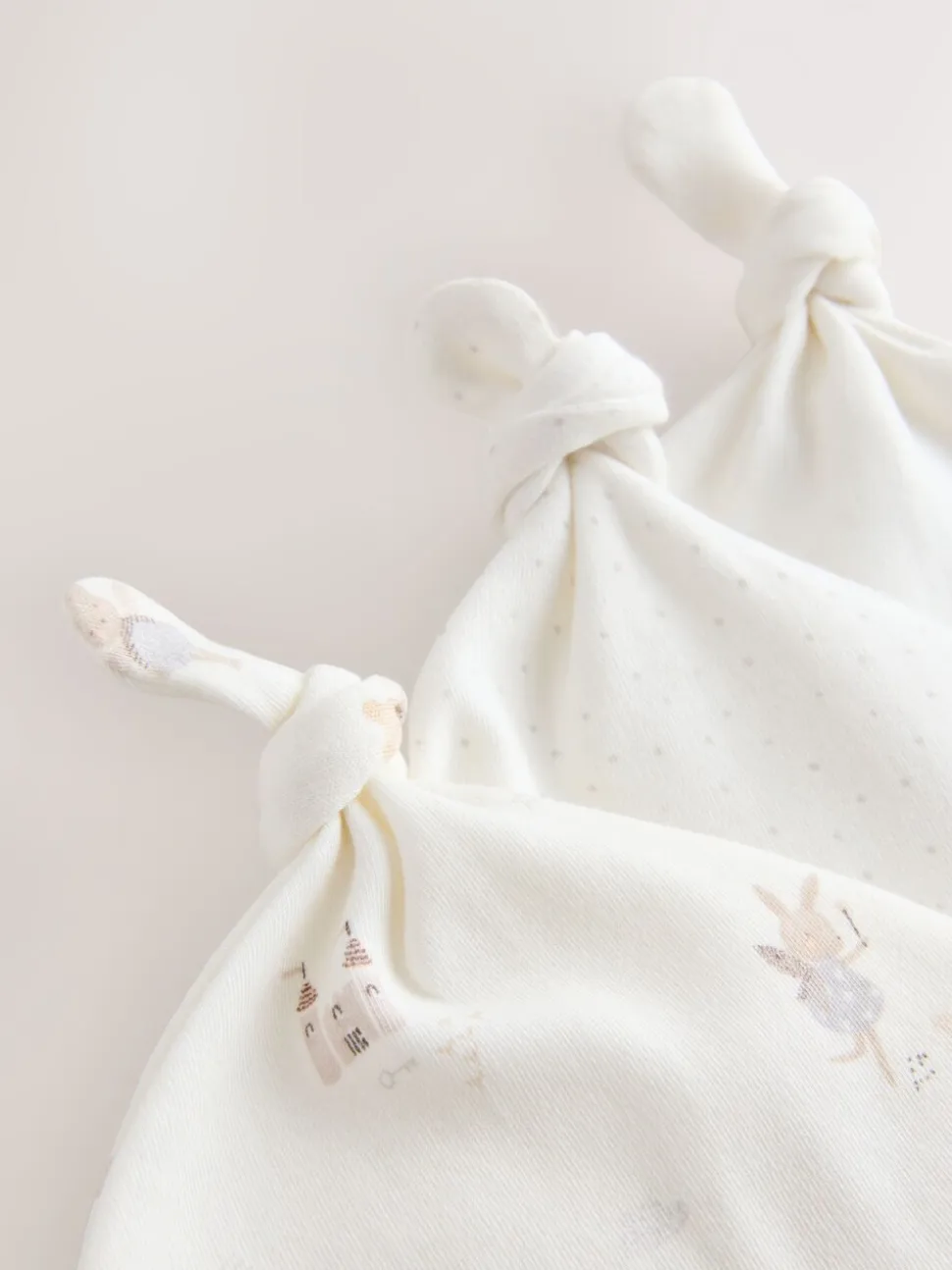 Ecru Fairy Mouse - 3 Pack Baby Mutsen met Strik Top (0mnd-2jr)