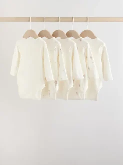 Ecru Fairy Mouse - Set van 5 babyrompertjes met lange mouwen