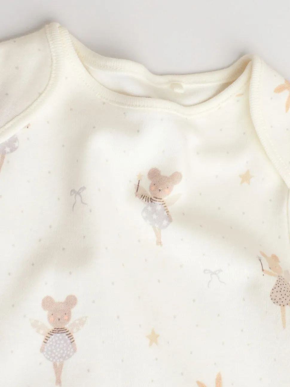 Ecru Fairy Mouse - Set van 5 babyrompertjes met lange mouwen