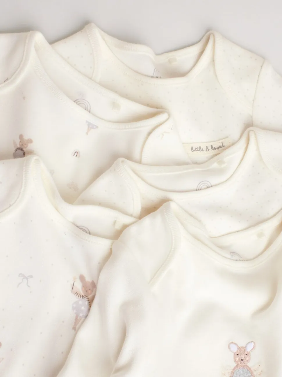 Ecru Fairy Mouse - Set van 5 babyrompertjes met lange mouwen